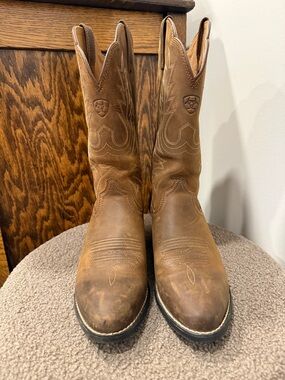 Ariat Brown Leather Western Pull-On Boots